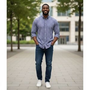 Turnbull & Asser Multicolor Striped Button Down Shirt Purple and Blue Size 16.5